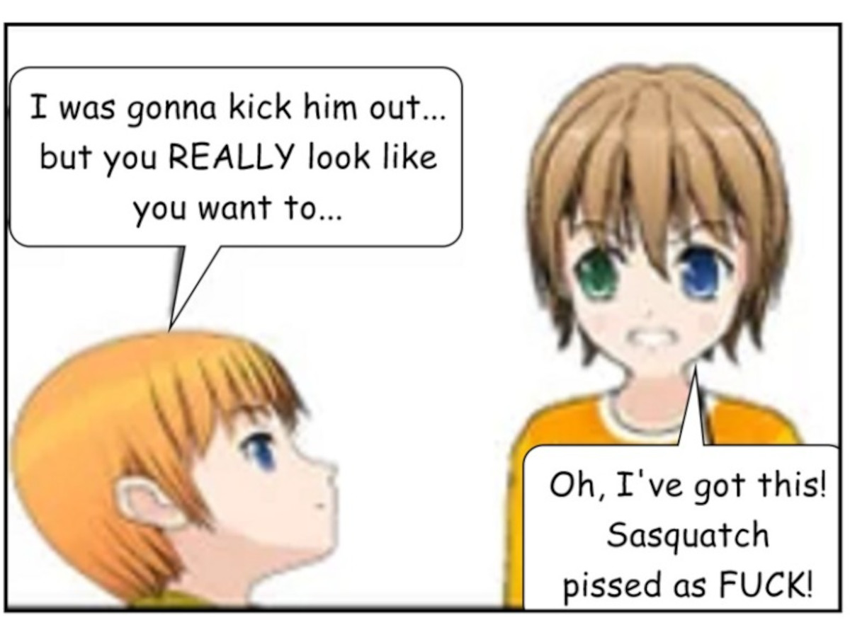 SPENCER: Yeah... I'll be right back... after I go kick him out. GRETA: Bullspank! I've got this!