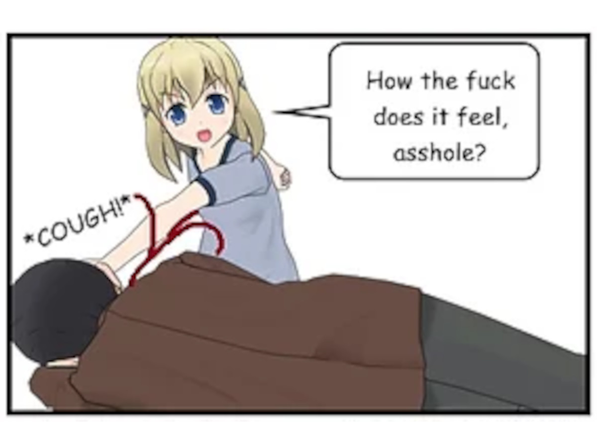 024_003 – The blonde girl stands over Percy’s bleeding body and angrily asks, ‘How the f*** does it feel, asshole?’